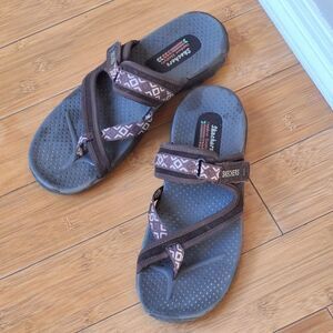 Skechers Reggae Trailway Chocolate Flip-Flop Slide Comfort Sandals Women 11 41